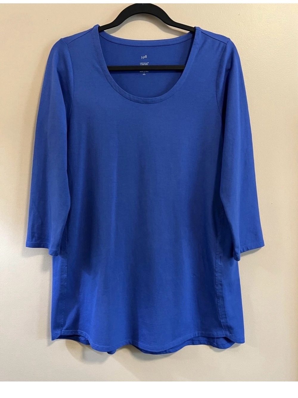 J Jill 3/4 Sleeve Luxe Supima A-Line Blue Tunic Size S Tall